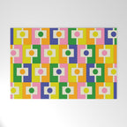 Colorful Retro Geometric Spring Rektangel Pattern with Yellow Welcome Mat Gallery Image 1