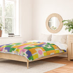 Colorful Retro Geometric Spring Rektangel Pattern with Yellow Duvet Cover Gallery Image 2