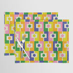 Colorful Retro Geometric Spring Rektangel Pattern with Yellow Placemat Gallery Image 1