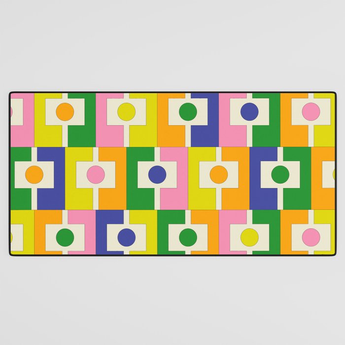 Colorful Retro Geometric Spring Rektangel Pattern with Yellow Desk Mat Gallery Image 3