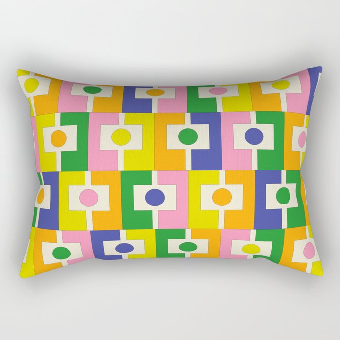 Colorful Retro Geometric Spring Rektangel Pattern with Yellow Rectangular Pillow Gallery Image 2