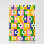 Colorful Retro Geometric Spring Rektangel Pattern with Yellow Stationery Card Gallery Image 2