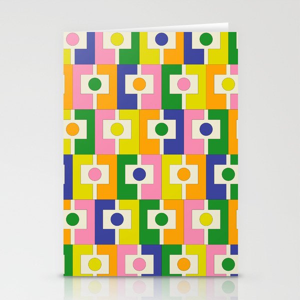Colorful Retro Geometric Spring Rektangel Pattern with Yellow Stationery Card Gallery Image 2