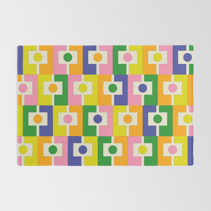 Colorful Retro Geometric Spring Rektangel Pattern with Yellow Rug Gallery Image 2