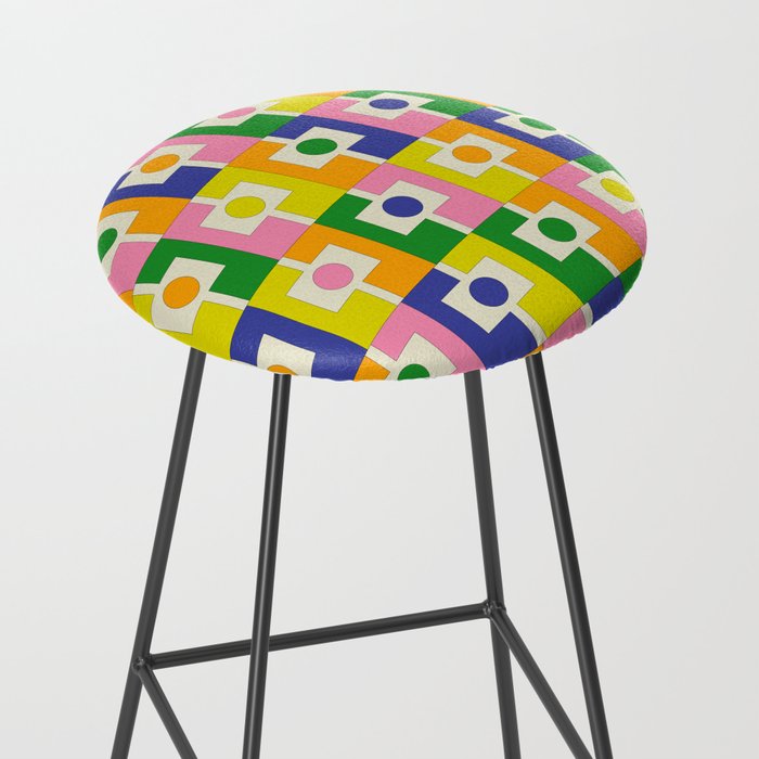 Colorful Retro Geometric Spring Rektangel Pattern with Yellow Stool Gallery Image 2