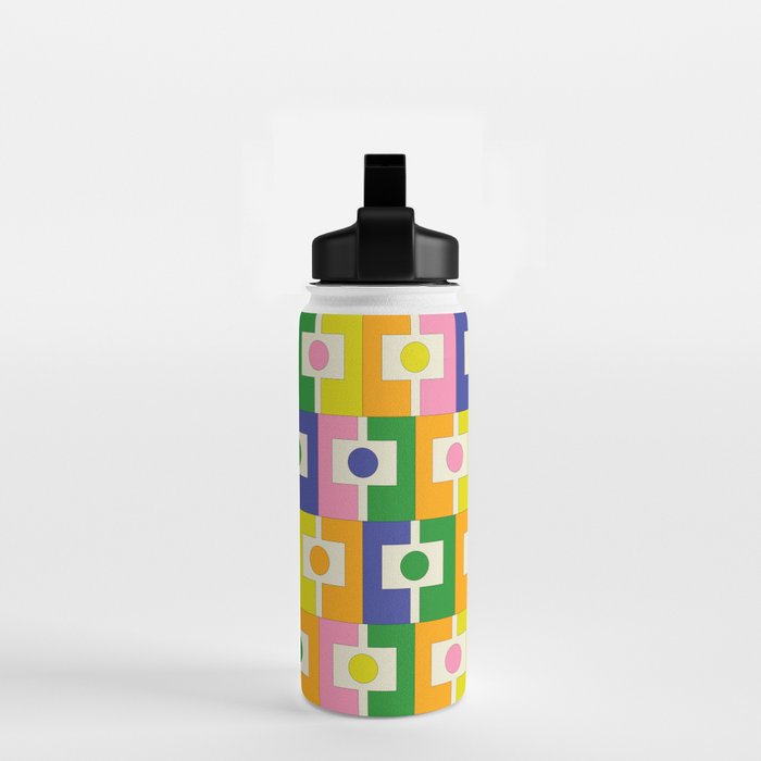 Colorful Retro Geometric Spring Rektangel Pattern with Yellow Water Bottle Gallery Image 2