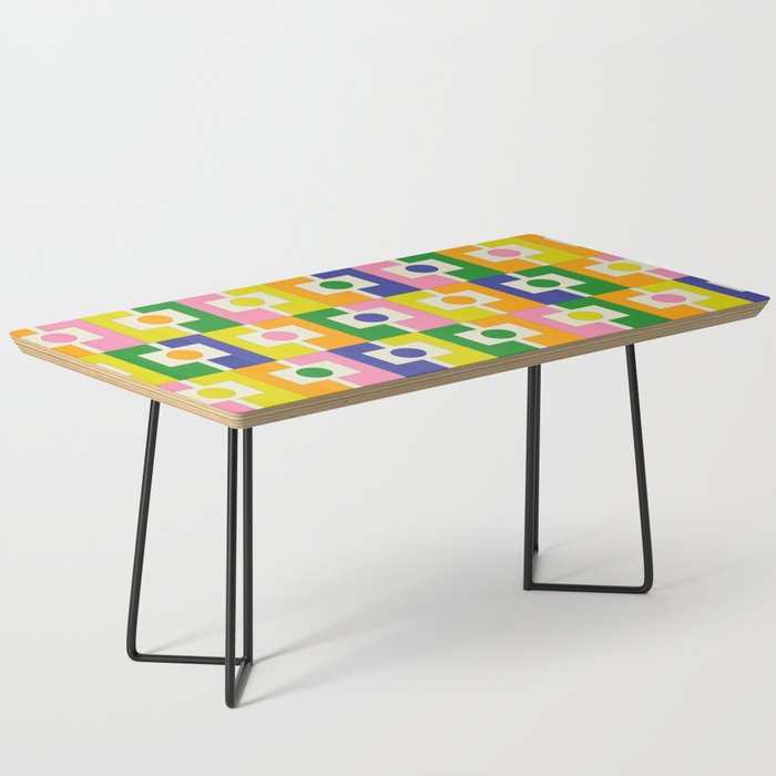 Colorful Retro Geometric Spring Rektangel Pattern with Yellow Coffee Table Gallery Image 1