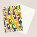 Colorful Retro Geometric Spring Rektangel Pattern with Yellow Stationery Card Gallery Image 2