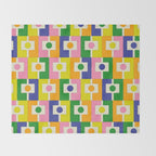 Colorful Retro Geometric Spring Rektangel Pattern with Yellow Throw Blanket Gallery Image 2