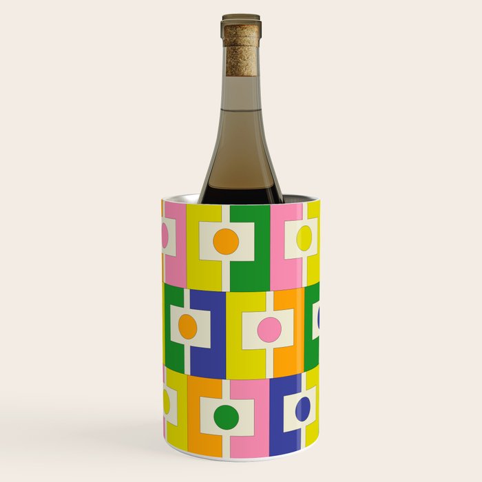 Colorful Retro Geometric Spring Rektangel Pattern with Yellow Wine Chiller Gallery Image 2