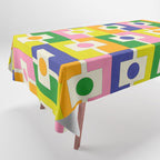 Colorful Retro Geometric Spring Rektangel Pattern with Yellow Tablecloth Gallery Image 1