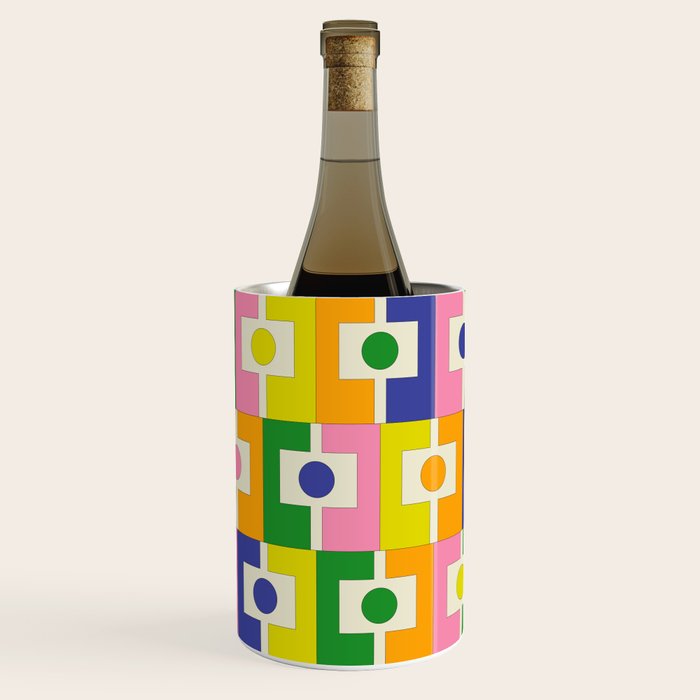 Colorful Retro Geometric Spring Rektangel Pattern with Yellow Wine Chiller Gallery Image 1