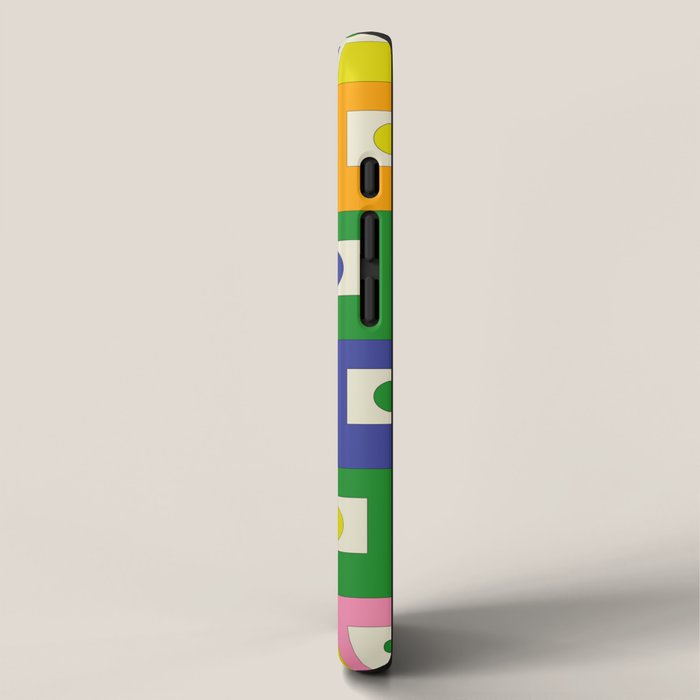 Colorful Retro Geometric Spring Rektangel Pattern with Yellow iPhone Case Gallery Image 2