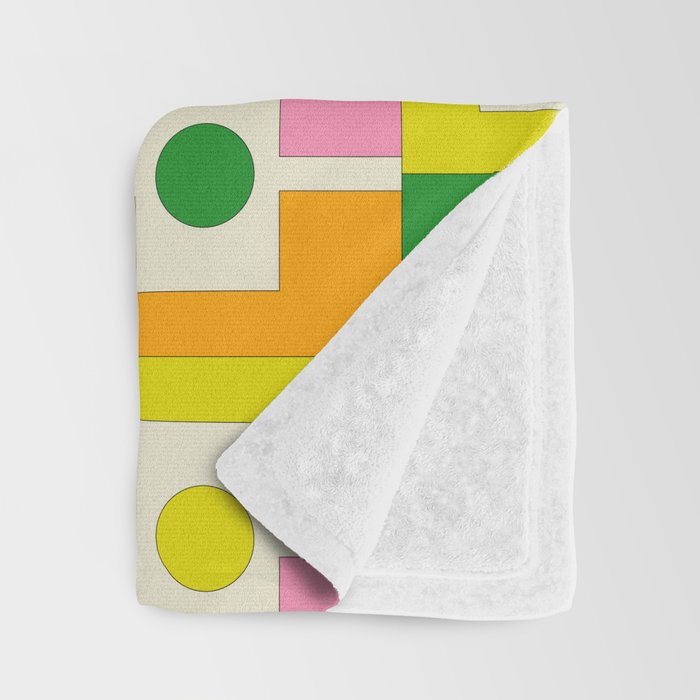 Colorful Retro Geometric Spring Rektangel Pattern with Yellow Throw Blanket Gallery Image 3