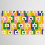 Colorful Retro Geometric Spring Rektangel Pattern with Yellow Tablecloth Gallery Image 2