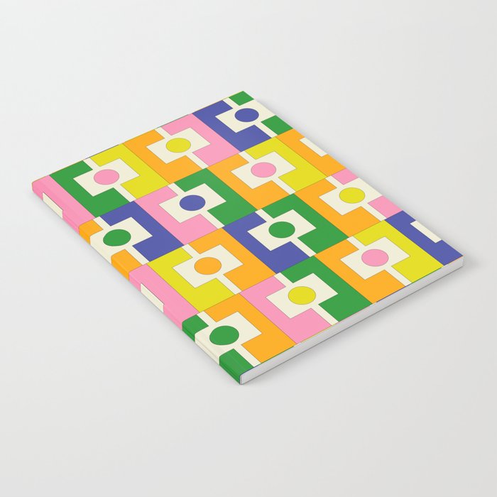 Colorful Retro Geometric Spring Rektangel Pattern with Yellow Notebook Gallery Image 2