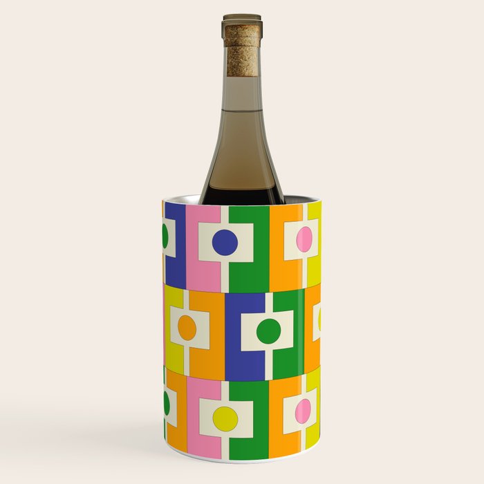 Colorful Retro Geometric Spring Rektangel Pattern with Yellow Wine Chiller Gallery Image 3