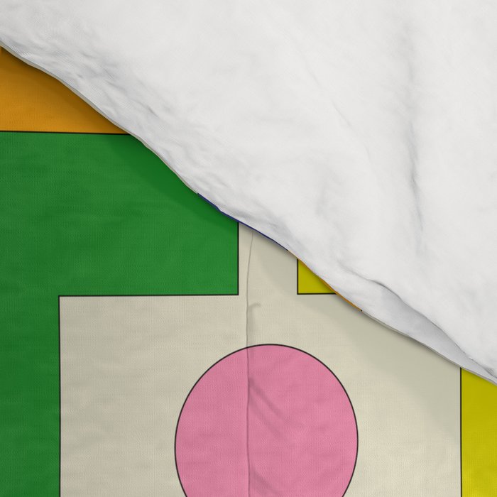 Colorful Retro Geometric Spring Rektangel Pattern with Yellow Comforter Gallery Image 4