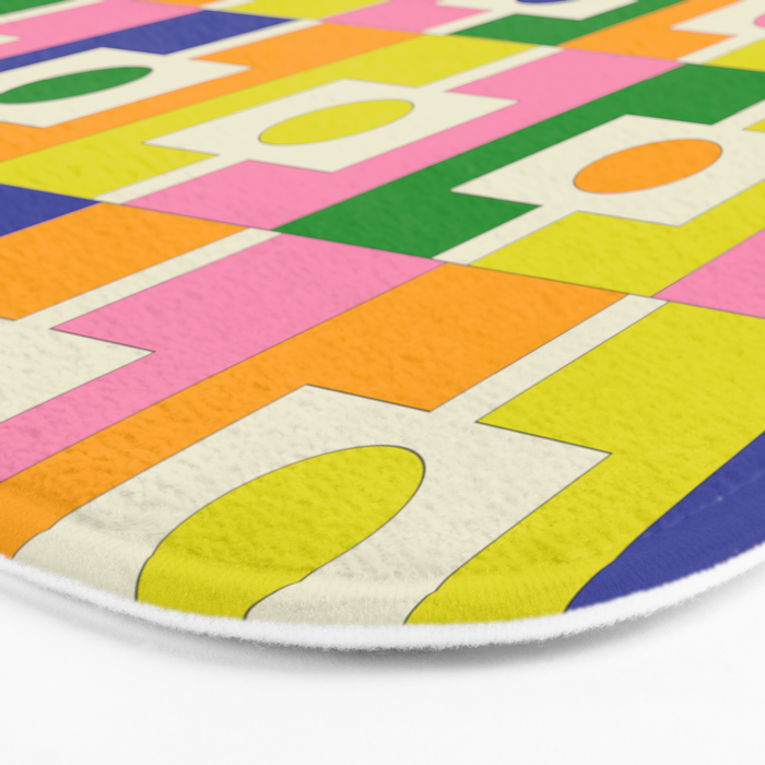 Colorful Retro Geometric Spring Rektangel Pattern with Yellow Bath Mat Gallery Image 3