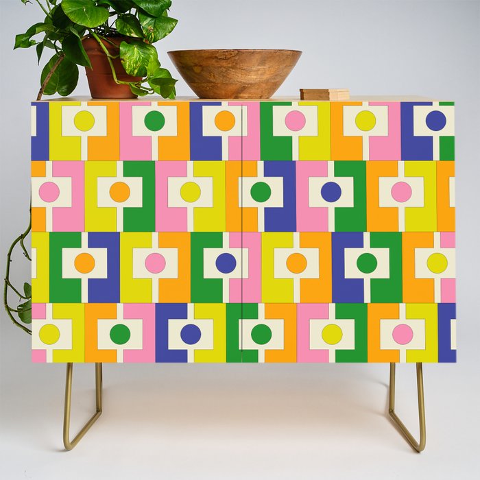 Colorful Retro Geometric Spring Rektangel Pattern with Yellow Credenza Gallery Image 1