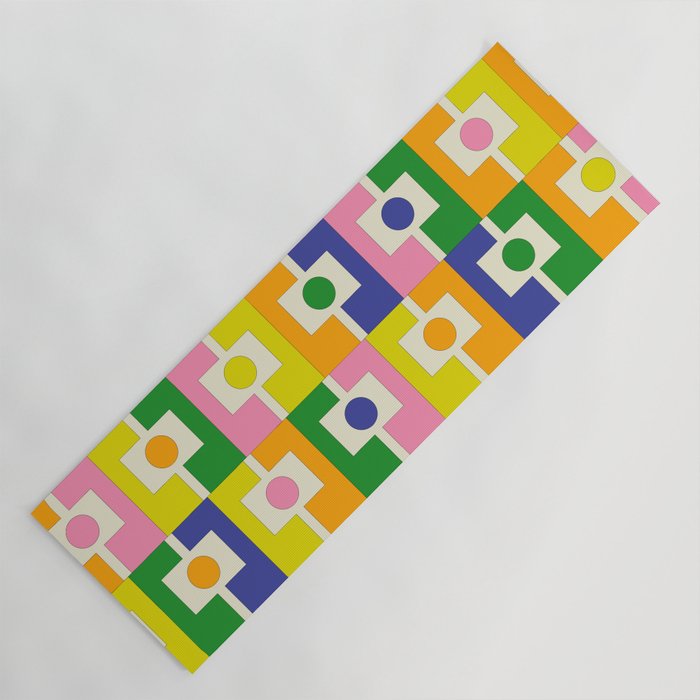 Colorful Retro Geometric Spring Rektangel Pattern with Yellow Yoga Mat Gallery Image 1
