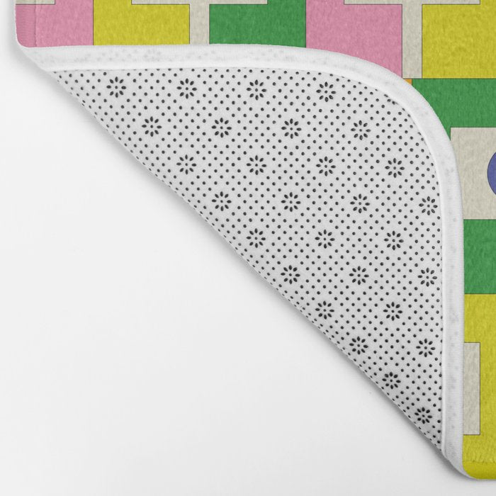 Colorful Retro Geometric Spring Rektangel Pattern with Yellow Bath Mat Gallery Image 2