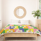 Colorful Retro Geometric Spring Rektangel Pattern with Yellow Duvet Cover Gallery Image 3