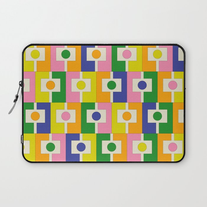 Colorful Retro Geometric Spring Rektangel Pattern with Yellow Laptop Sleeve Gallery Image 1