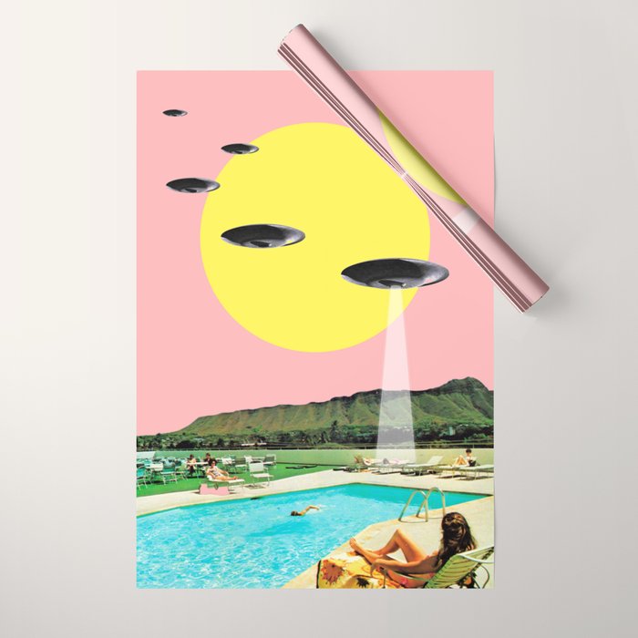Invasion on vacation (UFO in Hawaii) Wrapping Paper Gallery Image 1
