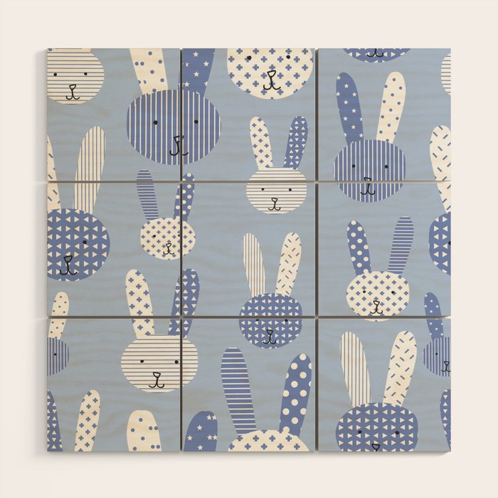 Blue Bunny Wood Wall Art Gallery Image 1