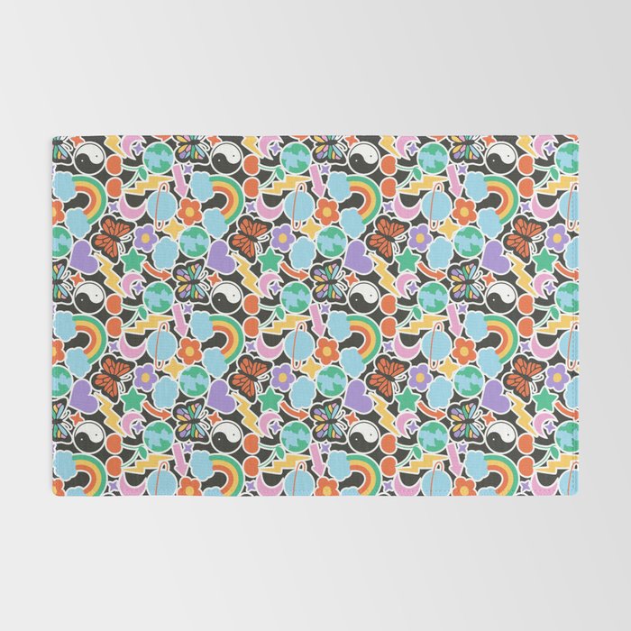 Vintage Y2K cartoon sticker pattern Rug Gallery Image 2