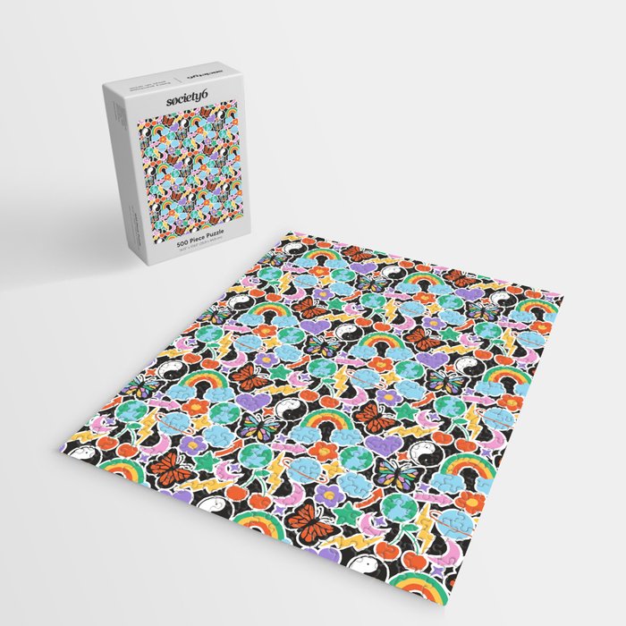 Vintage Y2K cartoon sticker pattern Jigsaw Puzzle Gallery Image 2