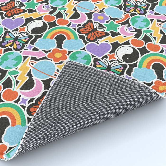 Vintage Y2K cartoon sticker pattern Rug Gallery Image 4
