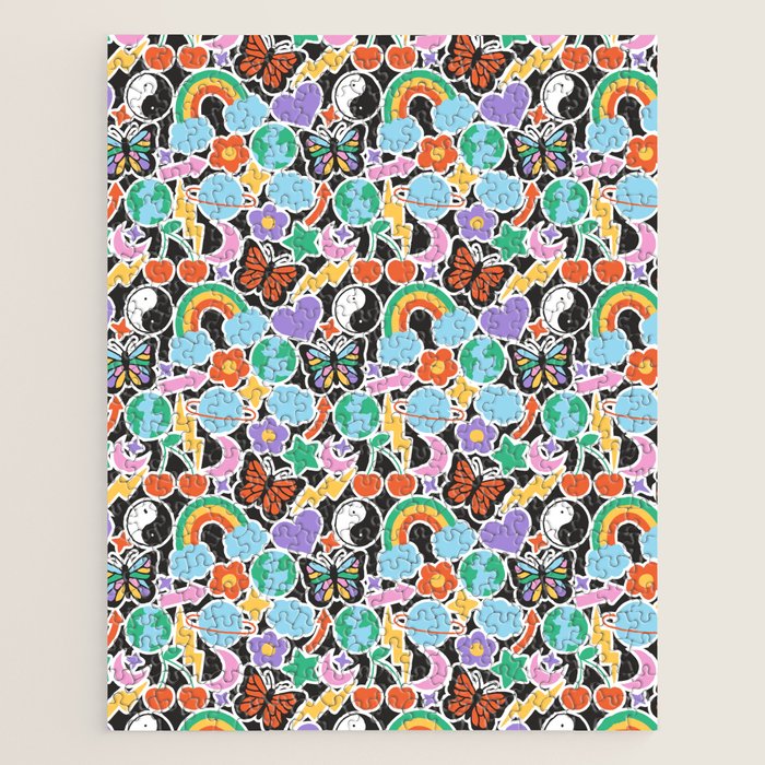 Vintage Y2K cartoon sticker pattern Jigsaw Puzzle Gallery Image 1
