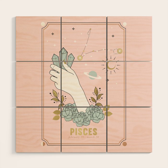 Pisces Zodiac sign Wood Wall Art Gallery Image 1