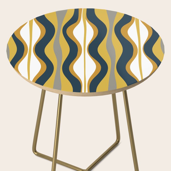 Hourglass Abstract Mid Century Modern Retro Pattern in Mustard Yellow, Navy Blue, Grey, and White Side Table Gallery Image 2