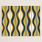 Hourglass Abstract Mid Century Modern Retro Pattern in Mustard Yellow, Navy Blue, Grey, and White Jigsaw Puzzle Gallery Image 1