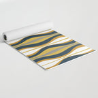 Hourglass Abstract Mid Century Modern Retro Pattern in Mustard Yellow, Navy Blue, Grey, and White Yoga Mat Gallery Image 2