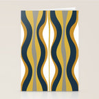 Hourglass Abstract Mid Century Modern Retro Pattern in Mustard Yellow, Navy Blue, Grey, and White Stationery Card Gallery Image 2
