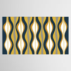 Hourglass Abstract Mid Century Modern Retro Pattern in Mustard Yellow, Navy Blue, Grey, and White Tablecloth Gallery Image 2