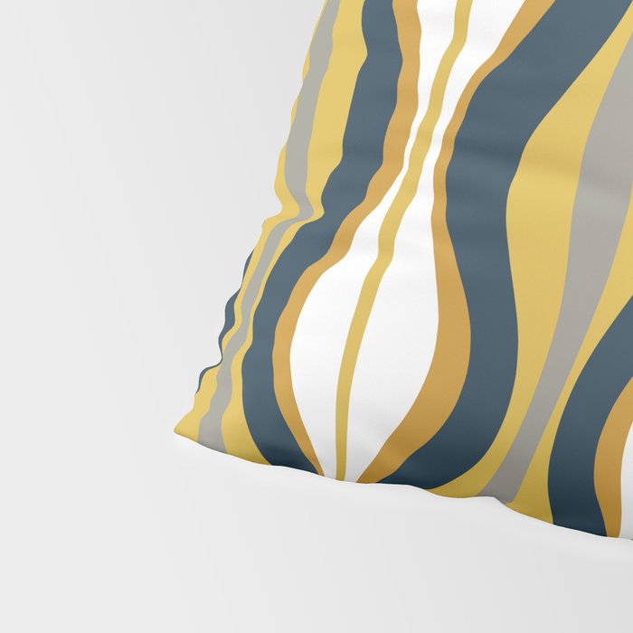 Hourglass Abstract Mid Century Modern Retro Pattern in Mustard Yellow, Navy Blue, Grey, and White Pillow Sham Gallery Image 4