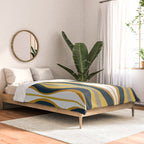 Hourglass Abstract Mid Century Modern Retro Pattern in Mustard Yellow, Navy Blue, Grey, and White Comforter Gallery Image 2