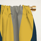 Hourglass Abstract Mid Century Modern Retro Pattern in Mustard Yellow, Navy Blue, Grey, and White Window Curtain Gallery Image 2