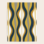 Hourglass Abstract Mid Century Modern Retro Pattern in Mustard Yellow, Navy Blue, Grey, and White Poster Gallery Image 4