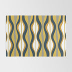 Hourglass Abstract Mid Century Modern Retro Pattern in Mustard Yellow, Navy Blue, Grey, and White Rug Gallery Image 2