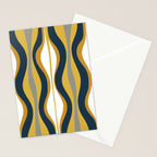 Hourglass Abstract Mid Century Modern Retro Pattern in Mustard Yellow, Navy Blue, Grey, and White Stationery Card Gallery Image 2