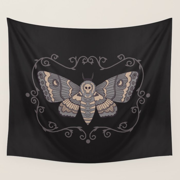 Taxidermy Death Moth at Midnight Wall Tapestry Gallery Image 4