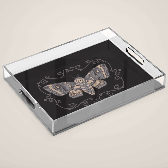 Taxidermy Death Moth at Midnight Acrylic Tray Gallery Image 1