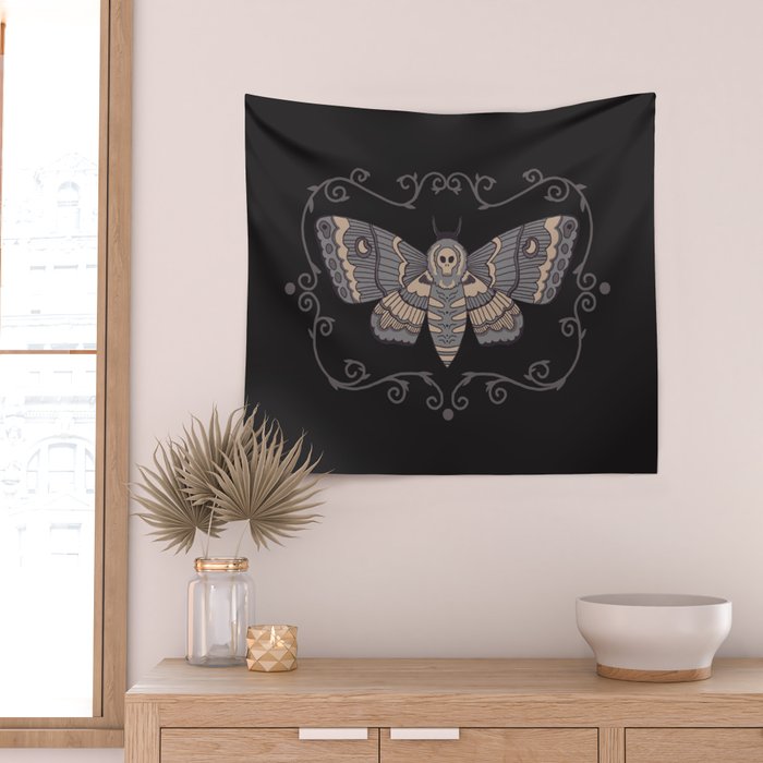 Taxidermy Death Moth at Midnight Wall Tapestry Gallery Image 2