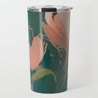 Pink Pastel Flowers On Green Canvas. Travel Mug Gallery Image 1